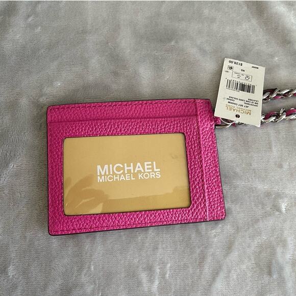 NWT Michael Kors Bex Medium Cerise Pebbled Leather Backpack & Chain Card Wallet main image 10
